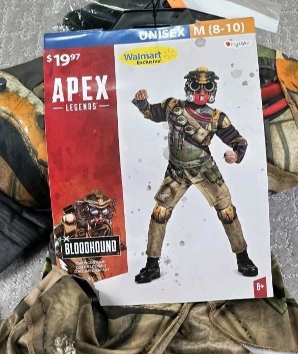 New Apex Legends Bloodhound Halloween Costume Boy's 8-10 Medium Jumper & Mask